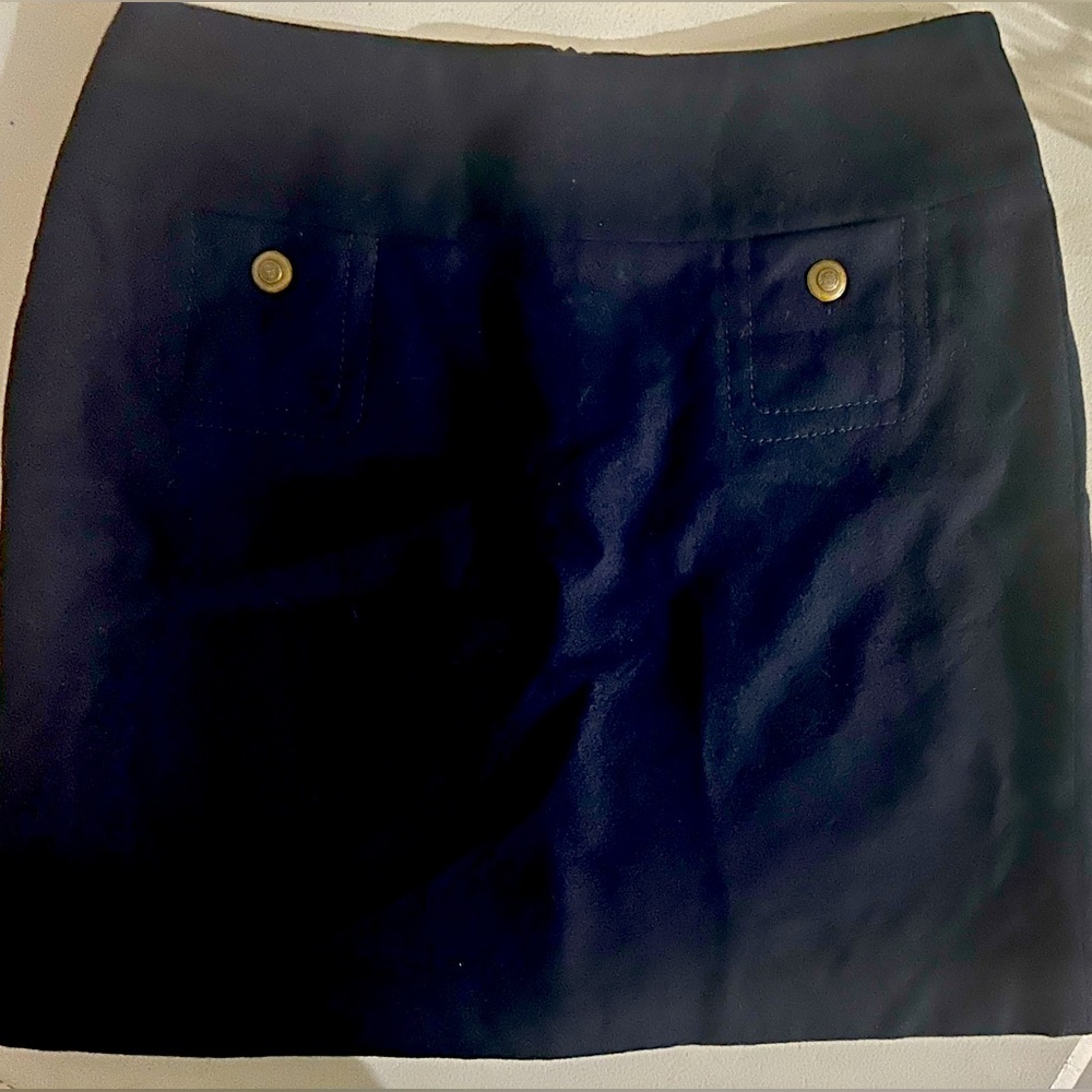 Navy Esprit Wool Mini Skirt with Buttons, size Small